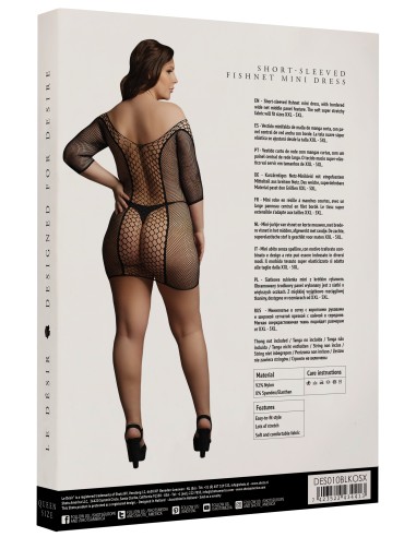 Robe Grande Taille DUO NET SLEEVED - Noir