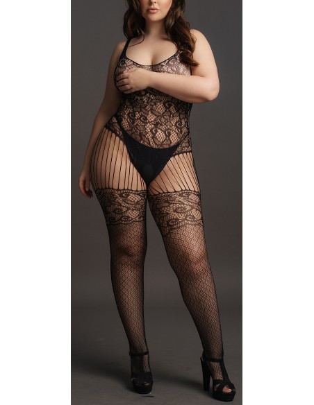 Combinaison motifs floraux Grande Taille Anabella - Noir