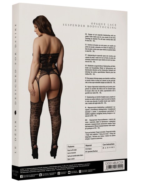 Combinaison Grande Taille LACE SUSPENDER - Noir