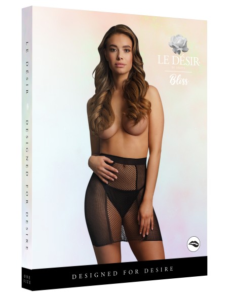 Jupe taille haute résille Thetys - Noir