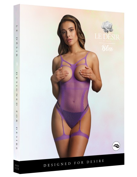 Body ouvert et jarretières Salsa - Violet