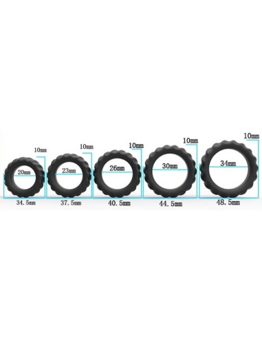 Pack de 5 cockrings Enhance Rings Silicone
