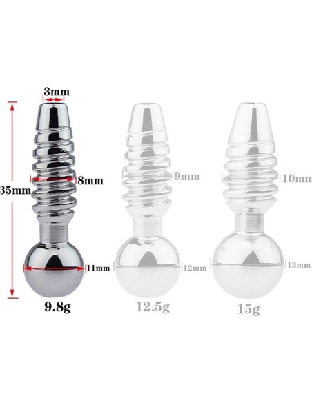 Plug pénis percé Screw 2.5cm - Diamètre 8mm