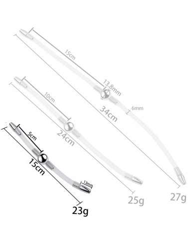 Double Tige d'urètre flexible Flexi Duo 15cm - Diamètre 8mm