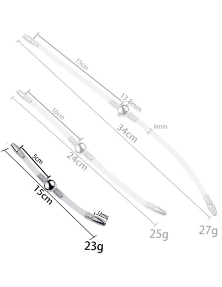 Double Tige d'urètre flexible Flexi Duo 15cm - Diamètre 8mm