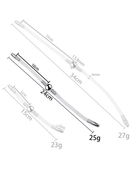 Double Tige d'urètre flexible Flexi Duo 24cm - Diamètre 8mm