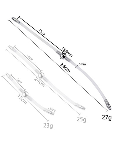Double Tige d'urètre flexible Flexi Duo 34cm - Diamètre 8mm
