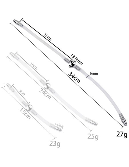 Double Tige d'urètre flexible Flexi Duo 34cm - Diamètre 8mm