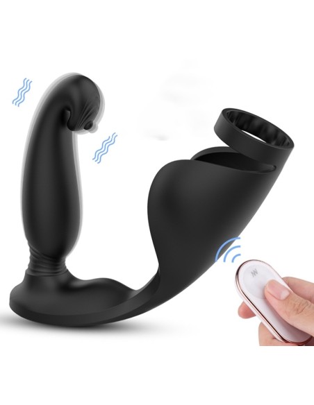 Plug vibrant et Sac à bourses Rapteus 11 x 3cm - Anneau 30mm