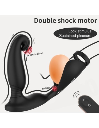 Plug vibrant et Sac à bourses Rapteus 11 x 3cm - Anneau 30mm