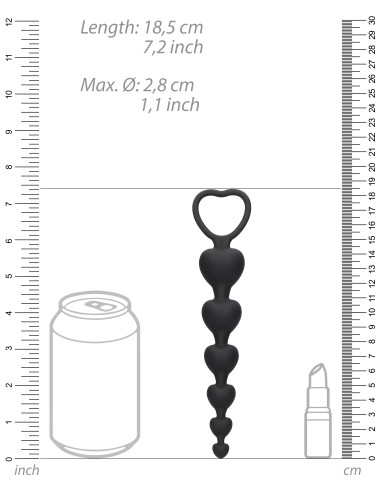 Chapelet silicone Anal Heart 15 x 3.2cm