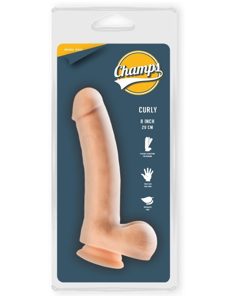 Gode réaliste Curly Champs 16 x 4cm