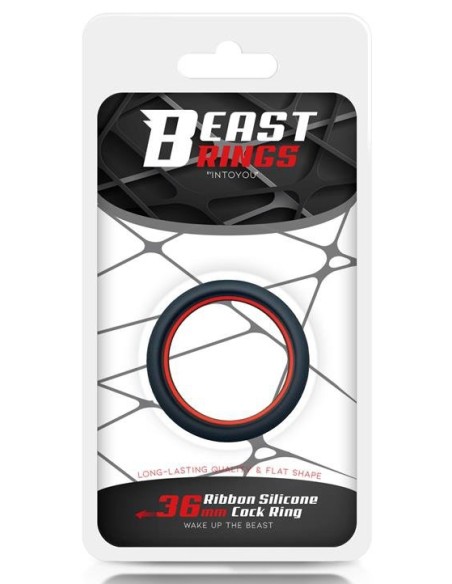 Cockring silicone Beast Rings 36mm Noir-Rouge