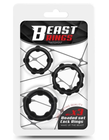 Lot de 3 mini cockrings souples Beaded Set Noirs