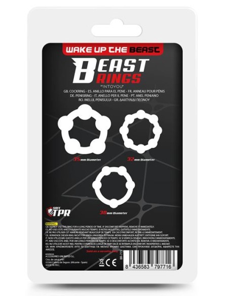 Lot de 3 mini cockrings souples Beaded Set Noirs Lot de 3 mini cockrings souples Beaded Set Noirs