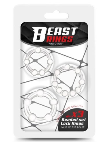 Lot de 3 Mini cockrings souples Beaded Set Transparents