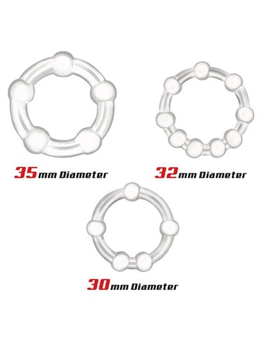 Lot de 3 Mini cockrings souples Beaded Set Transparents