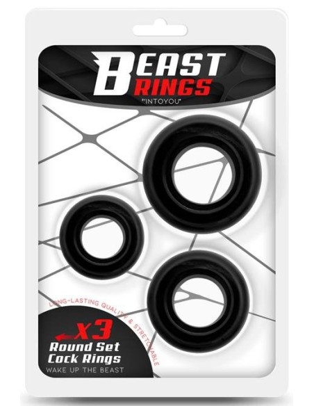 Lot de 3 cockrings souples Beast Ring Noirs