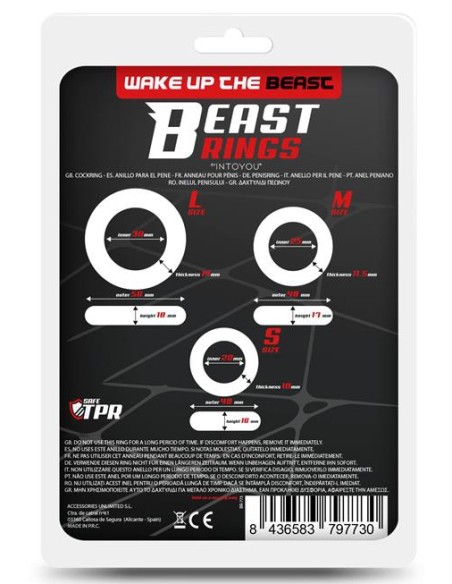 Lot de 3 cockrings souples Beast Ring Noirs