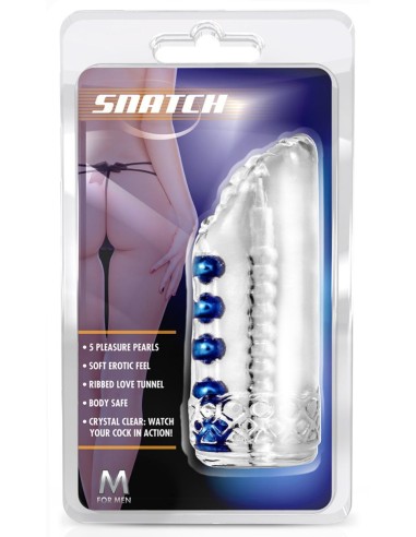 Masturbateur souple Snatch Transparent-Bleu