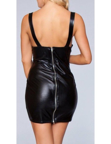 Robe wetlook seins nus Miranda - Noir