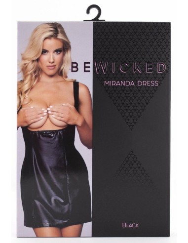 Robe wetlook seins nus Miranda - Noir