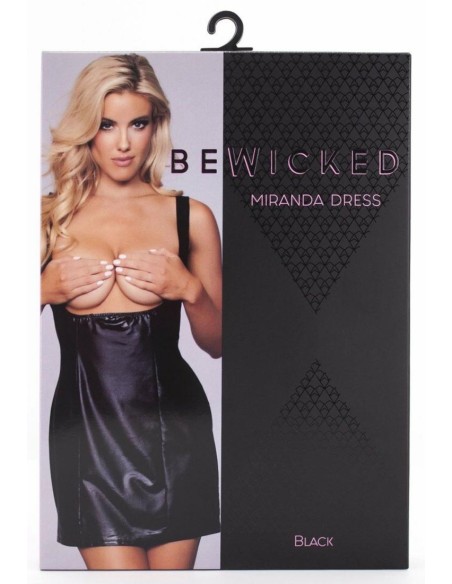 Robe wetlook seins nus Miranda - Noir