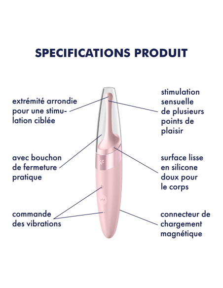 Stimulateur Tirling Delight Satisfyer 17cm Rose Stimulateur Tirling Delight Satisfyer 17cm Rose