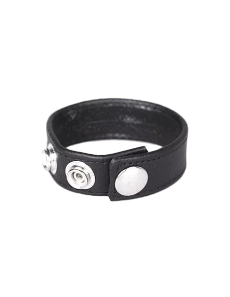 Anneau Pénien Cuir Noir 3 Pressions