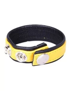 Anneau Pénien Cuir Jaune 3 pressions