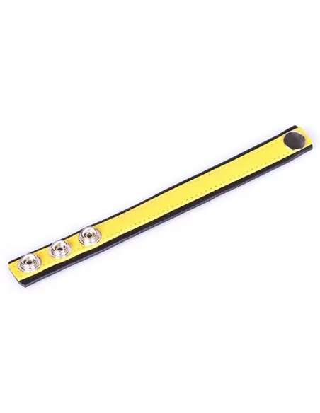 Anneau Pénien Cuir Jaune 3 pressions