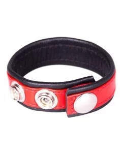 Anneau pénien Cuir Rouge et noir