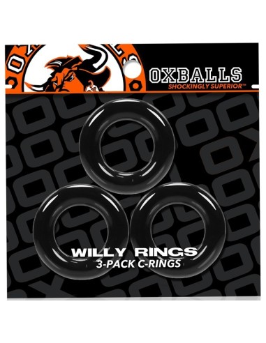 Lot de 3 cockrings Willy Rings Noir - Cockrings Flexibles - 2