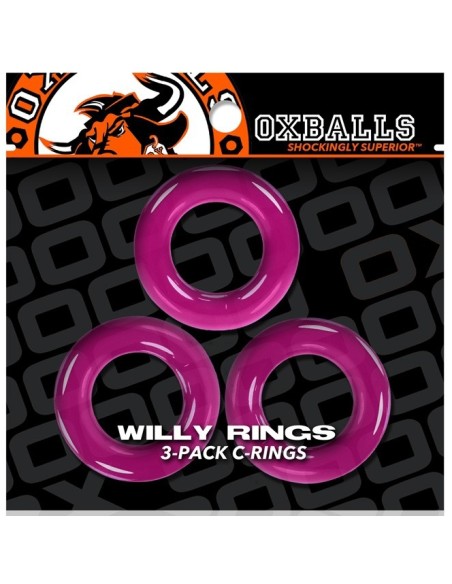 Lot de 3 cockrings Willy Rings Rose