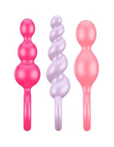 Kit 3 Plugs Silicone Booty Call Satisfyer 9.5 x 2.5cm Roses