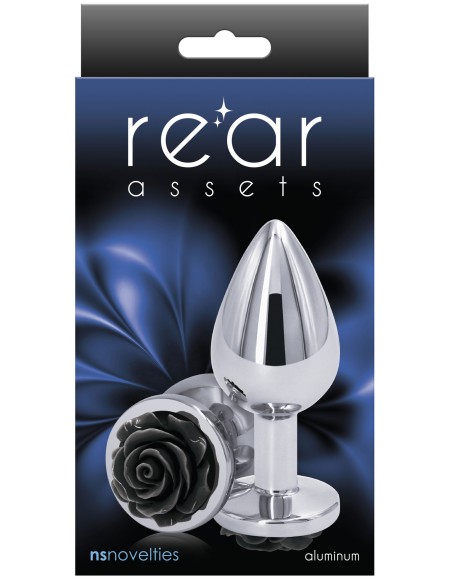 Plug Bijou REAR M 7 x 3.4cm Argenté-Noir