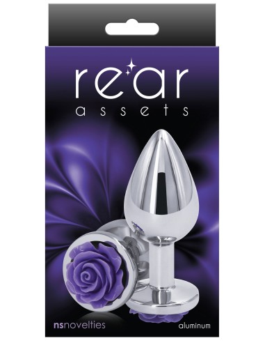 Plug bijou Rear M 7 x 3.4cm Argenté-Violet