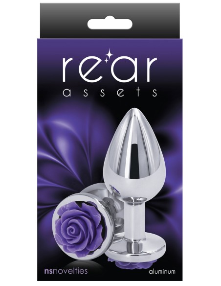 Plug bijou Rear M 7 x 3.4cm Argenté-Violet