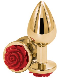 Plug Bijou Rear M 7 x 3.4cm Doré-Rouge