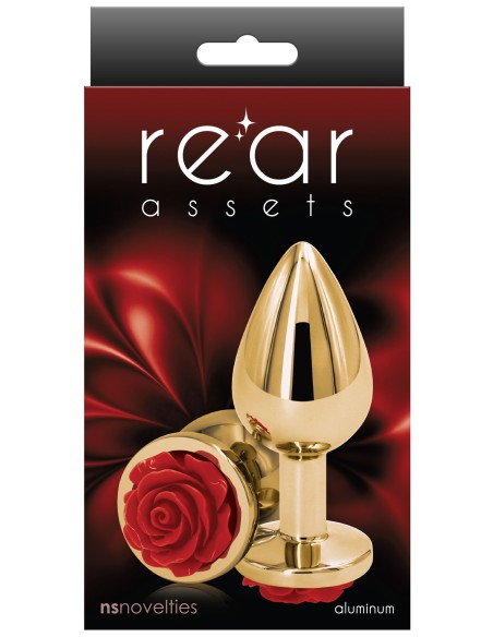 Plug Bijou Rear M 7 x 3.4cm Doré-Rouge