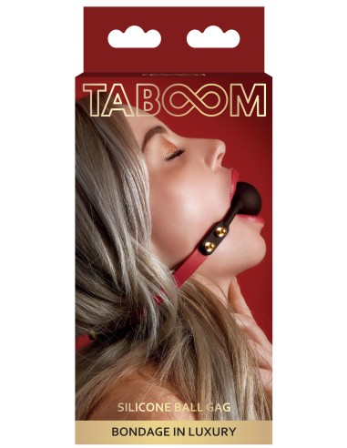 Bâillon Boule Silicone Taboom 4cm Noir-Rouge
