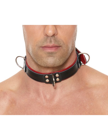 Collier Deluxe Bondage Noir-Rouge
