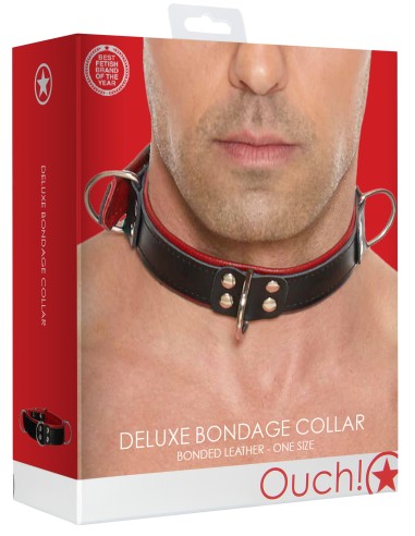 Collier Deluxe Bondage Noir-Rouge