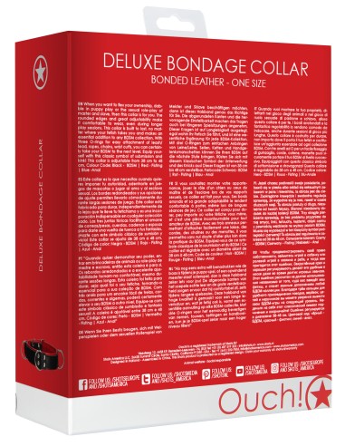 Collier Deluxe Bondage Noir-Rouge