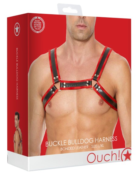 Harnais Buckle Bulldog Noir-Rouge