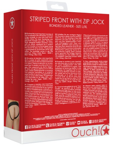 Jockstrap avec Zip Striped Front Noir-Rouge