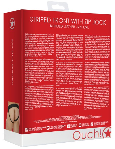 Jockstrap avec Zip Striped Front Noir-Rouge