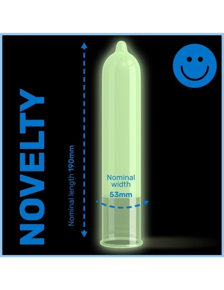 Préservatifs phosphorescents Glow 53mm x12