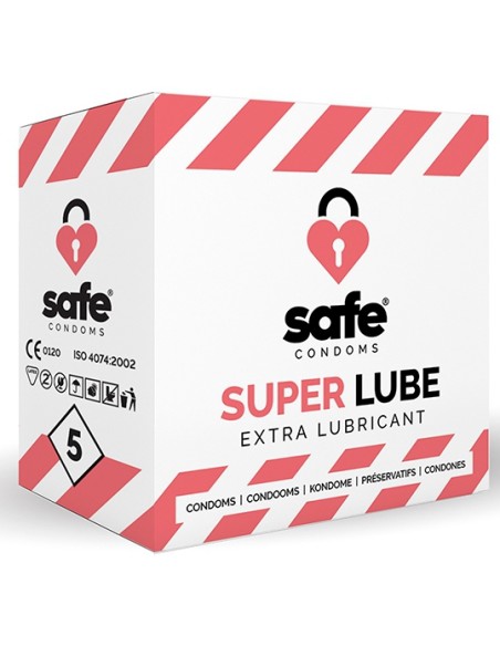 Préservatifs lubrifiés SUPER LUBE Safe x5 Préservatifs lubrifiés SUPER LUBE Safe x5