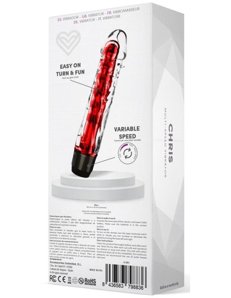 Gode vibrant Chris 14 x 3.3cm Rouge